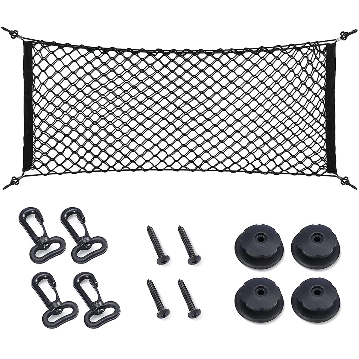 

35.5 x 15.7 Inch Rear Cargo Net Adjustable Elastic Mesh Storage Organizer Large Capacity Stretchable Trunk Storage Net