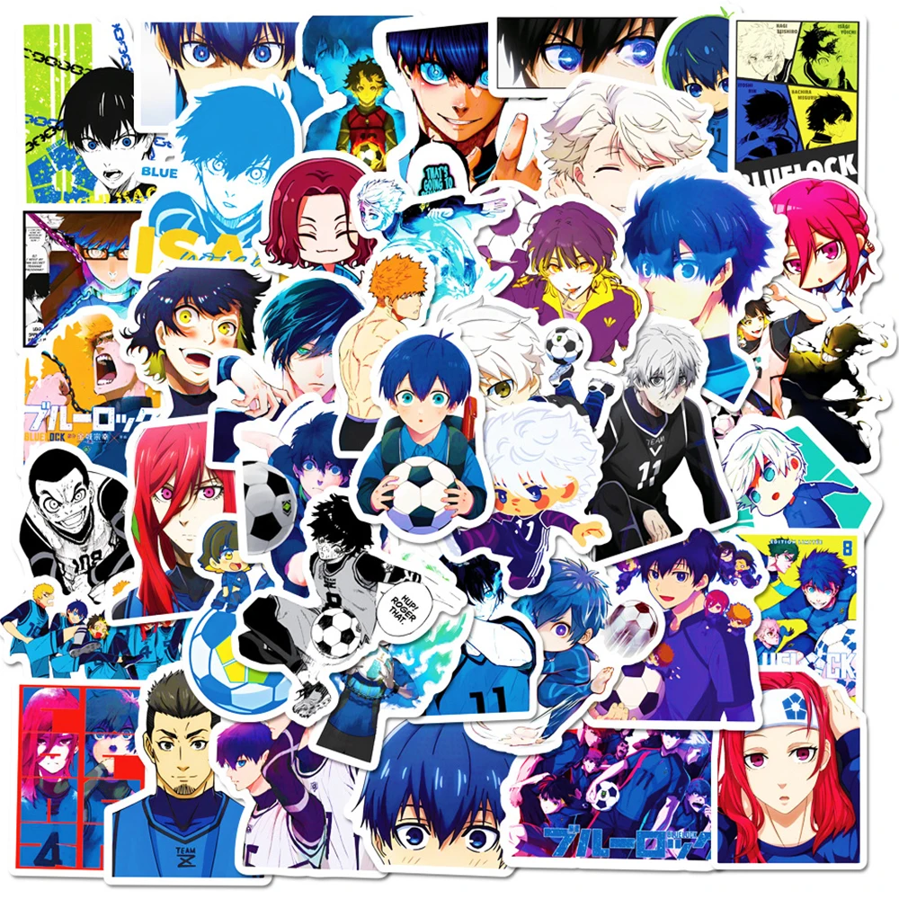 10/30/50pcs Cool Football Anime Blue Lock Stickers Cartoon Isagi Yoichi Graffiti Sticker Phone Diary Luggage Decal for Kids Toy