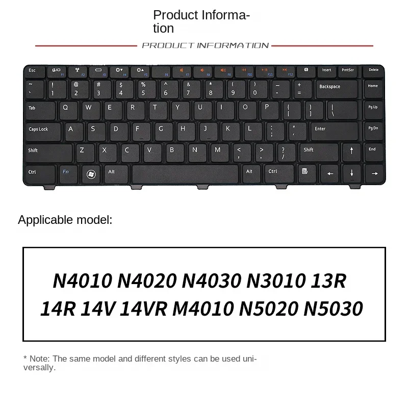 Suitable  replacement for  DELL  N4010 N4030 N4020 N5020 N5030 N3010 M4010R Laptop keyboard