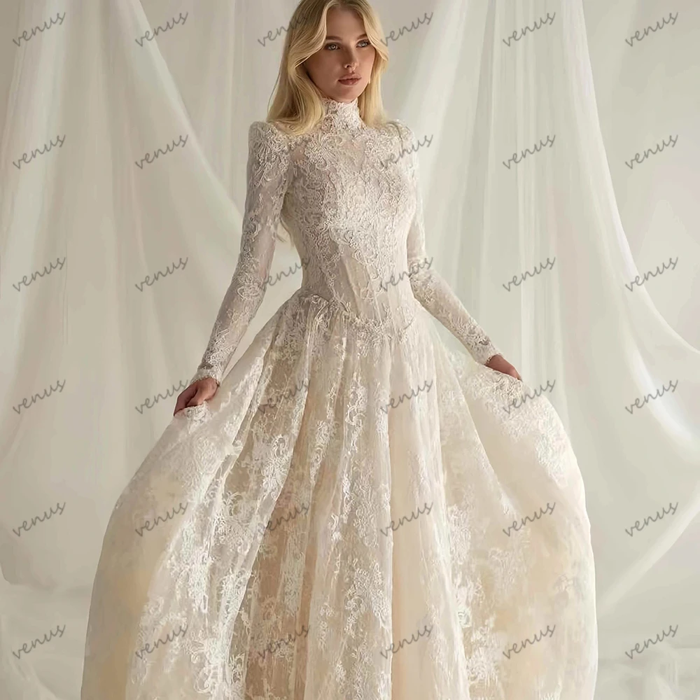 Graceful Wedding Dresses A Line Bridal Gowns Lace Tiered Robe Pretty Gorgeous свадебное платье Vestidos De Novia Customized 2027