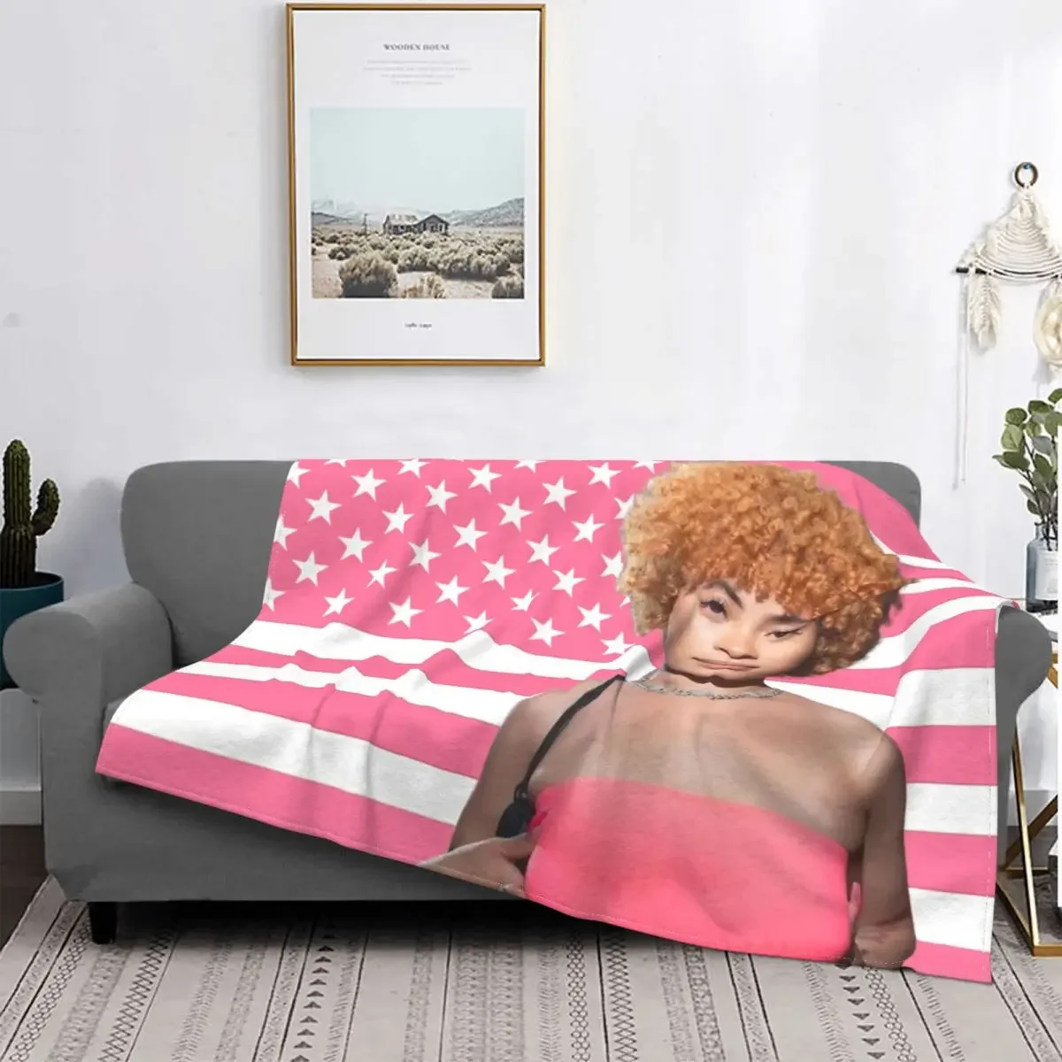 Relax Ice Spice Pink American Flag Blanket Accessories Home Decorative Throws And Blankets Super Warm Flannel for Car