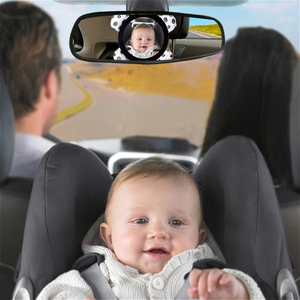 Babyauto hangend Haha spiegel speelgoed, zwart en wit, onbreekbaar, gemakkelijk te hanteren, auto kinderzitje observatie spiegel