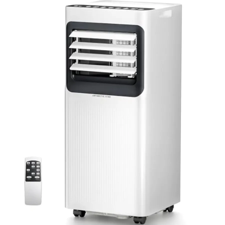 

Portable air conditioner for bedroom apartment, ABS plastic, white, 8000 BTU with 5-in-1 functionality, auto swing, child lock,