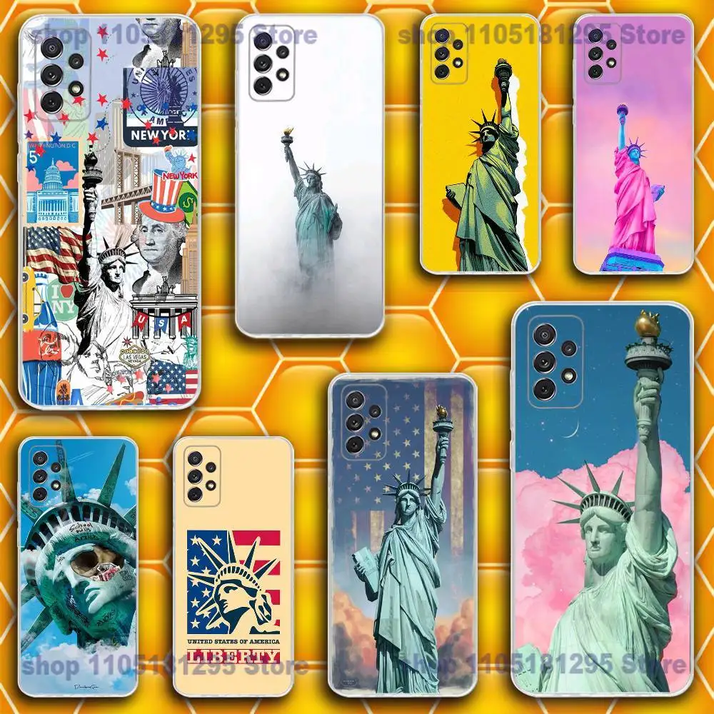 

Statue of Liberty Phone Case For Samsung S30,23,21,22,20 FE lite,S10,9,PIus Note20ultra Soft Transparent