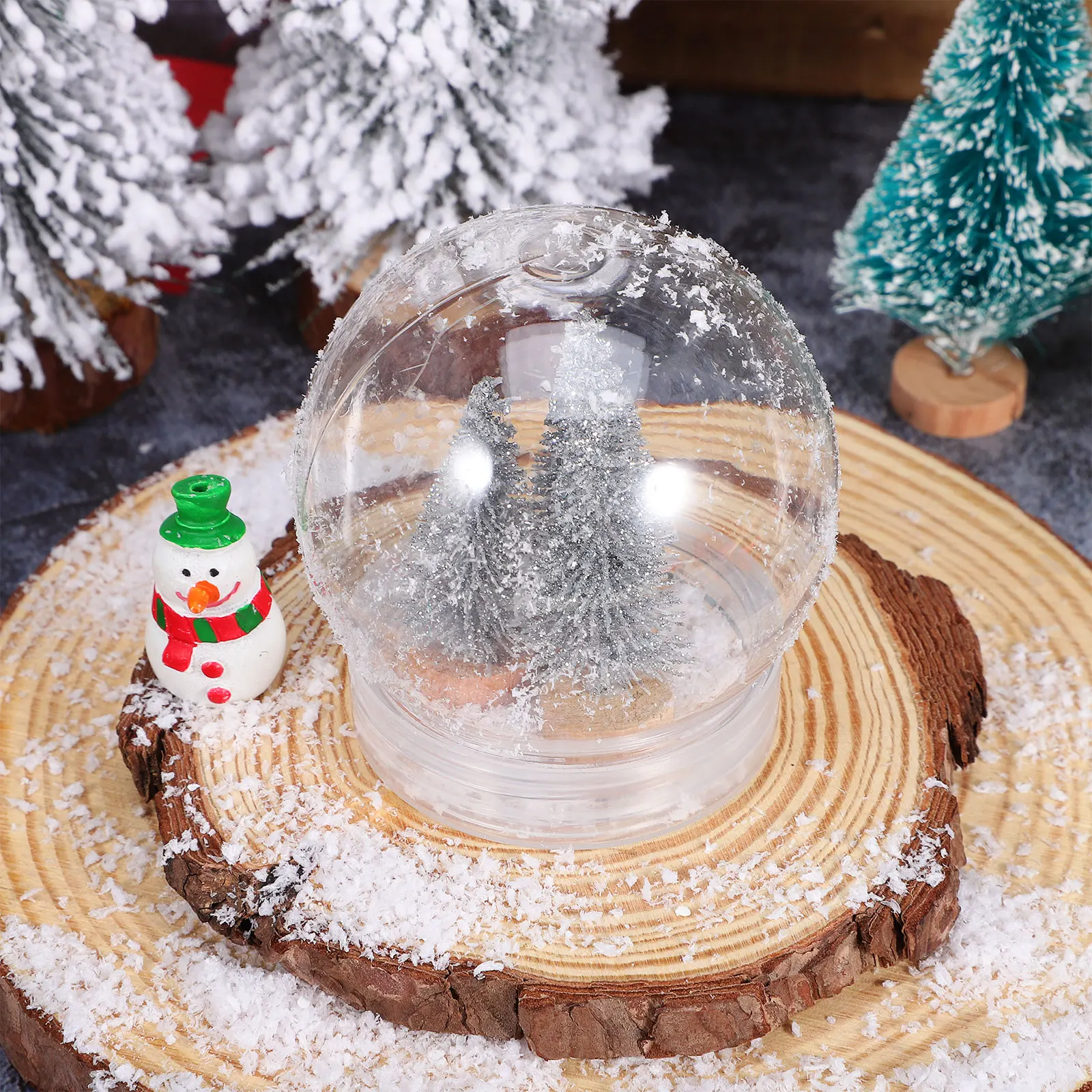 10pcs Globe Snow Water Globes with Screw Off Cap Empty Snow Globe Making Props Empty Fillable Christmas Party Display Favor