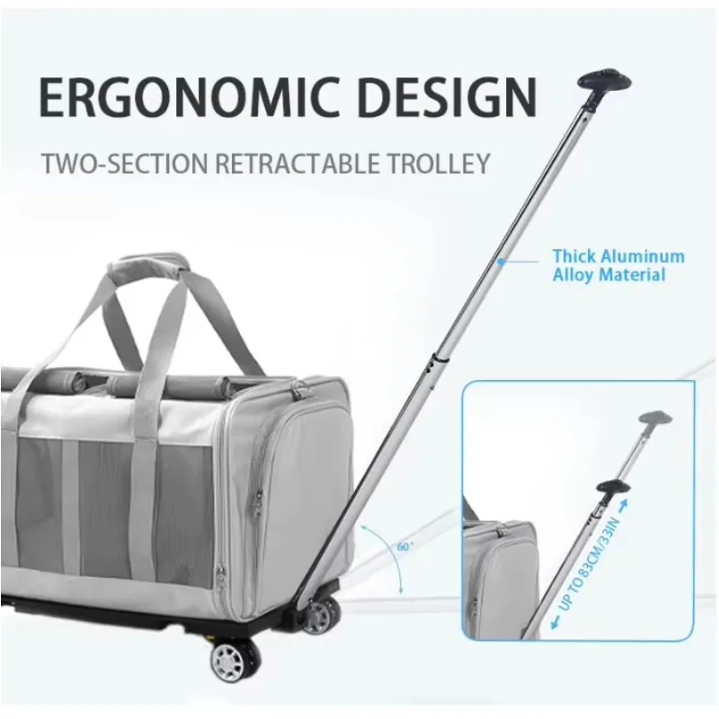 Hot Selling Fashion Portable Foldable Soft-sided Zipper Closure Eco-Friendly Waterproof Pet Trolley Carrier for Dogs Cats Travel