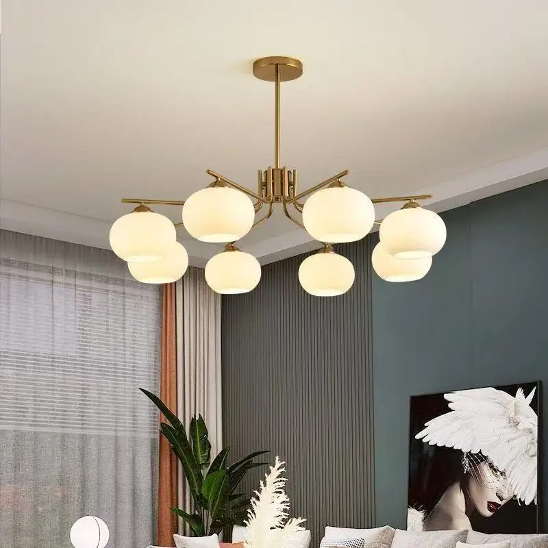 Living Room and Dining Room Lamp Cream Simple Ancient Style Bedroom Nordic Main Lamp Modern Retro Dining Room Lamp French Chande