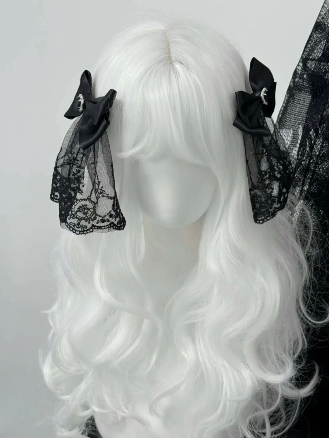 Lolita – ruban en Polyester pour femmes, dentelle, strass, grand nœud papillon, épingle à cheveux, personnalité de la mode, pince à cheveux pour mines terrestres douces et mignonnes