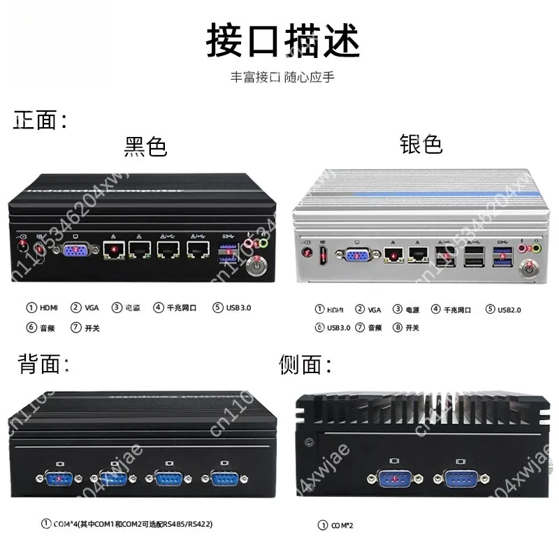Low Power Mini Industrial PC i3 i5 i7 Support 2 4 Gigabit LAN RS232 485 Serial Port Barebone