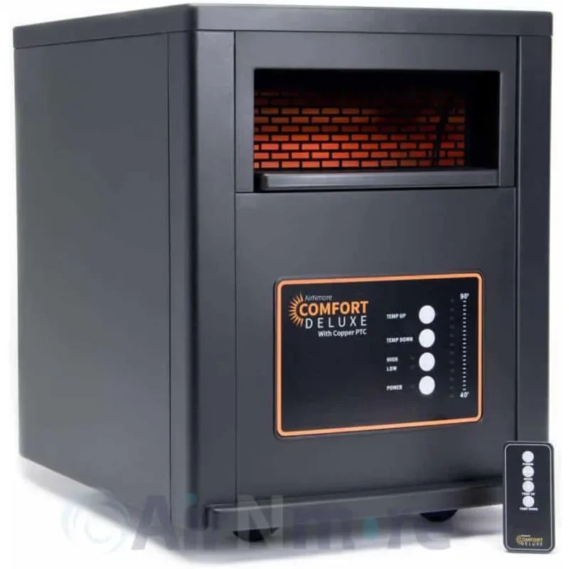 Comfort Deluxe by Airnmore, with Copper PTC, Infrared Space Heater with Remote,1500W,ETL Listed with High and Low Settings