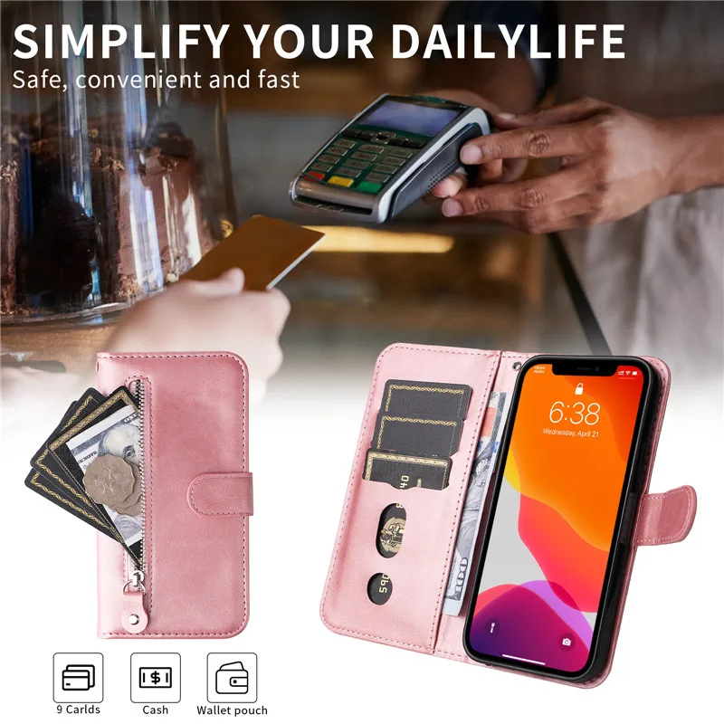 샤오미 마그네틱 지갑 플립 커버, 가죽 케이스, 지퍼 보호 코크, 샤오미 12T 11T Mi 10T Note 10 Pro 12S 12X 12 11 Lite 5G NE