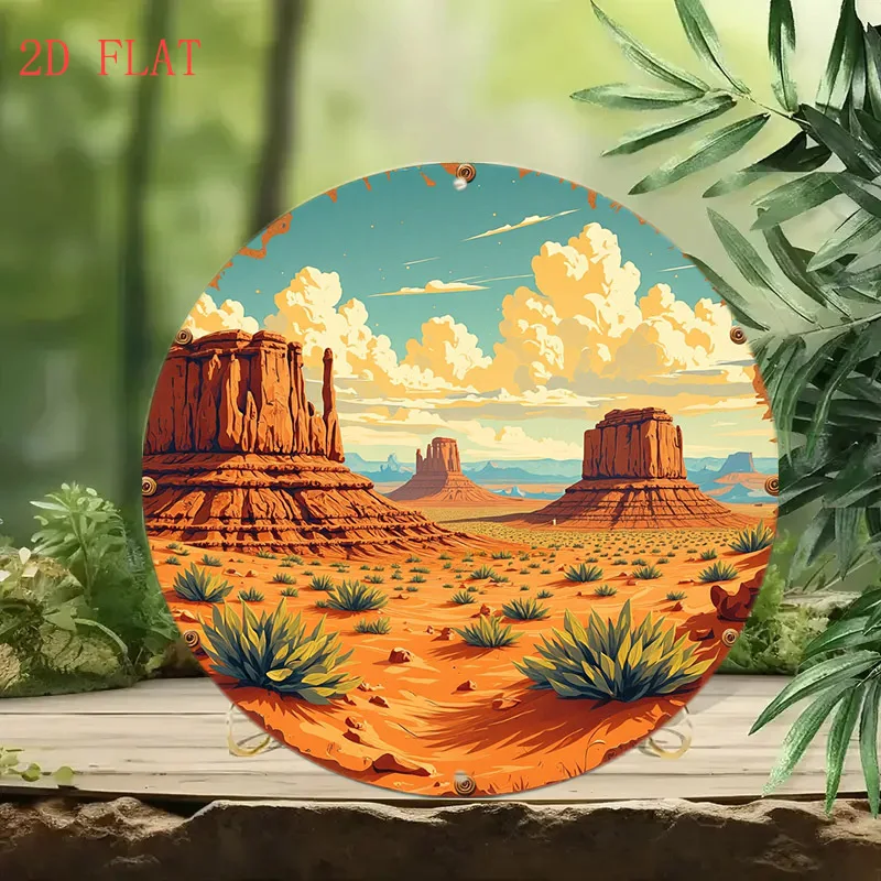 CIFBUY Rustic Southwest Desert Aluminum Wall Art 8 Inch Waterproof Durable Metal Wall Decor for Living Room Farmhouse Cafe Bar