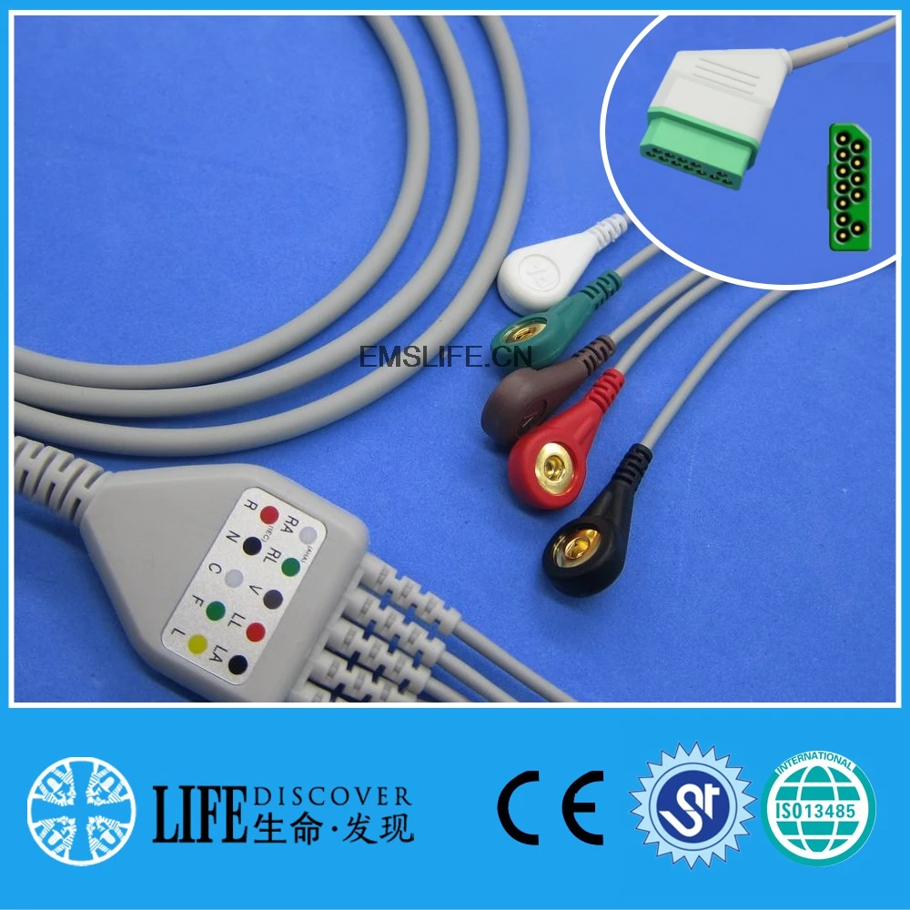 

Compatible with 12PIN nihon kohden BSM2301,BSM-Patient ECG monitor 3/5 lead cable and electrode connector of Snap/Clip,AHA