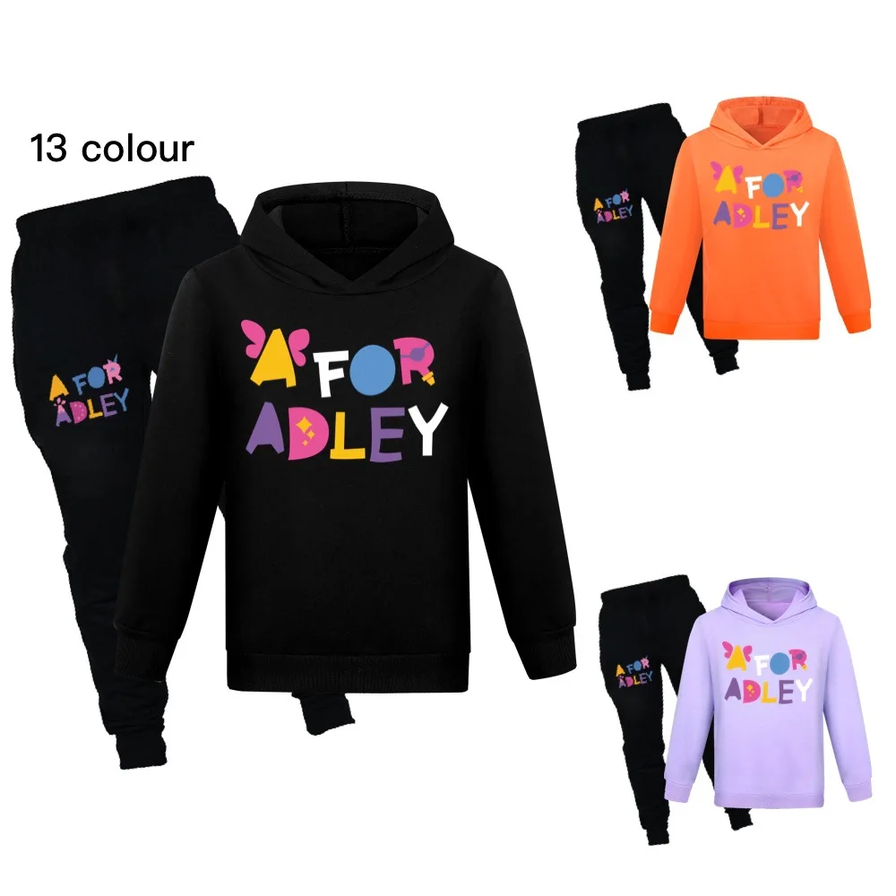 

Anime A FOR ADLEY Costume Kids Spring Autumn Hoodies Jogging Pants 2pcs Set Toddler Girls Cartoon Clothes Teen Boys Sportsuits