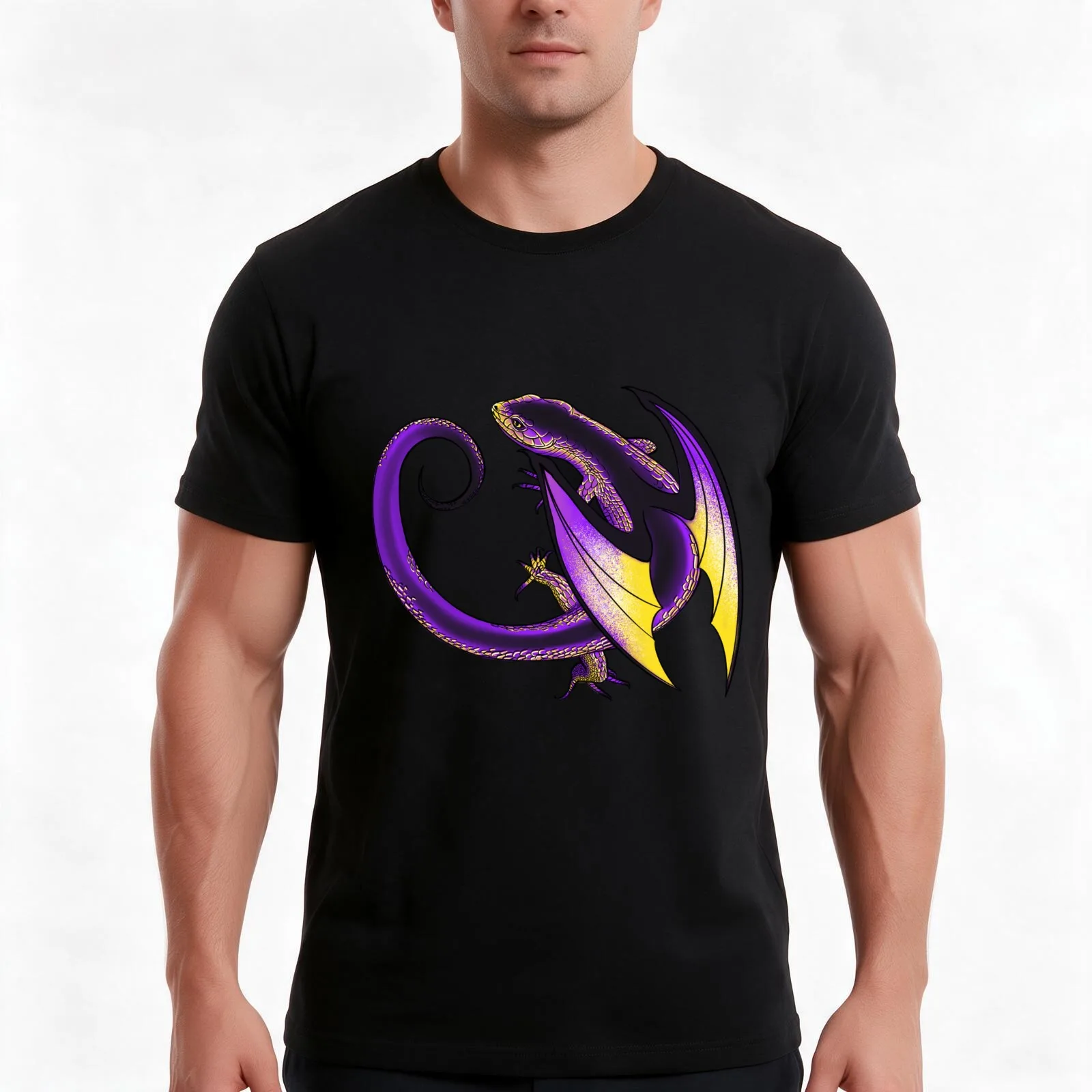 Enby Pride Dragon T-Shirt, Summer Casual Cotton Tee, Oversized Streetwear Tops, Vintage Graphic Print, Loose Fit Short Sleeve