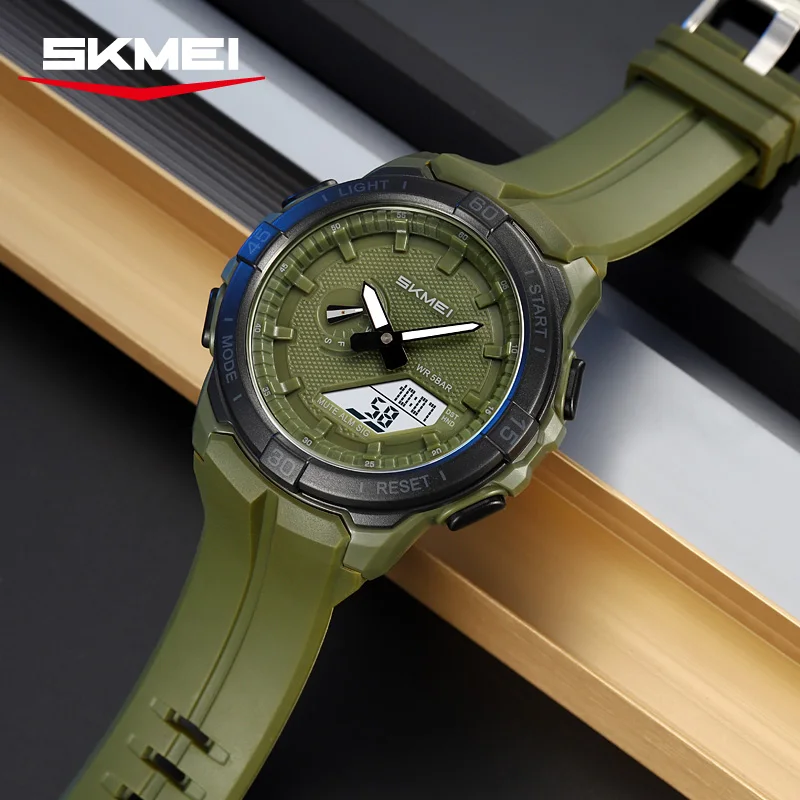 SKMEI 2583 Military World Time Big Dial Dual-display Digital Watch For Men Countdown Mens Wristwatches Alarm Sports Relojes
