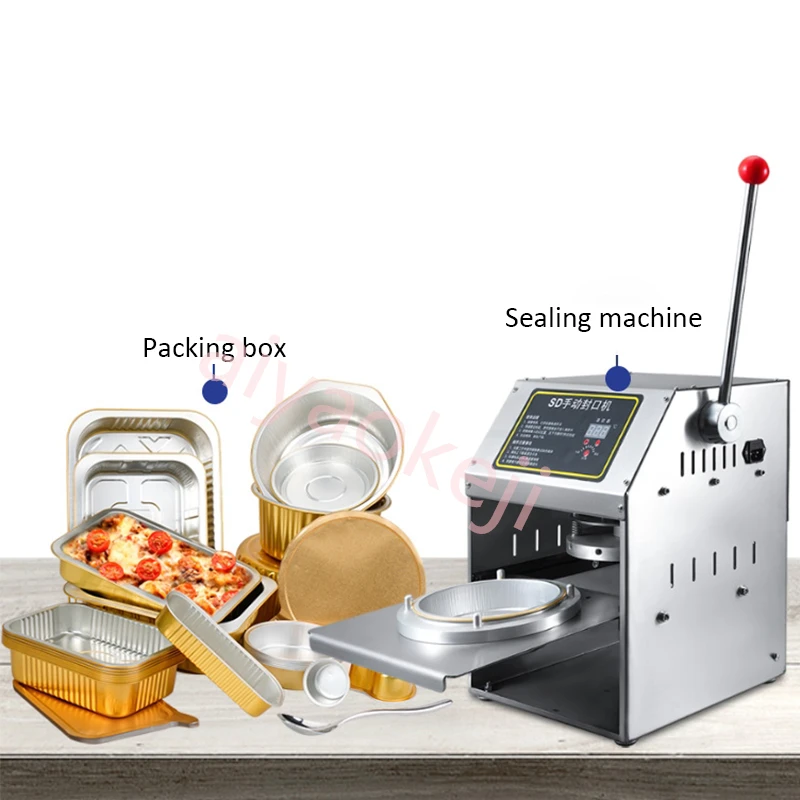 Electric Fast Food Box Capping Machine Takeaway Lunch Box Packing And Sealing Machine Hand Press Food Tray Packer Machine