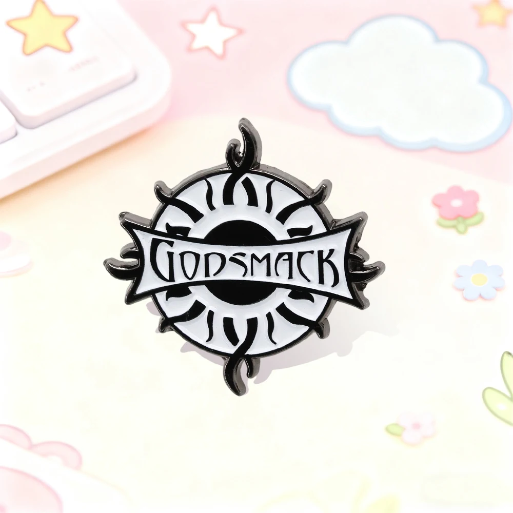 Godsmack Band-Brosche, Vintage-Rock-Stil, Emaille-Anstecker, schlichtes, schwarz-weiß gemustertes, rundes Abzeichen, für Fans, Sammlerstück, Accessoire, Geschenk. – Detail 6
