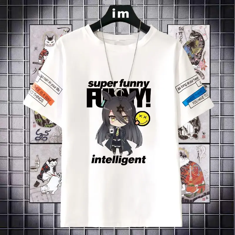 

Pretty Derby Merchandise Short Sleeve T-Shirt Oguri Hat Rice Bowl Anime Pain Clothes