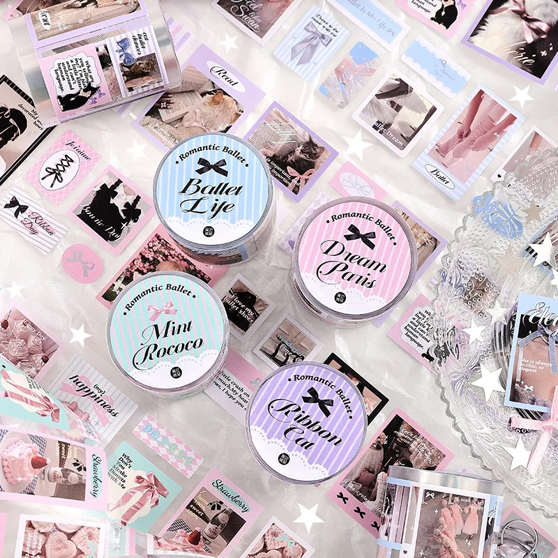 Korean Ins Romantic Ballet Series Sticker Kawaii Girl Scrapbook Decor Kpop 3 Inch Photo Card Packing DIY Material Stickers Tape