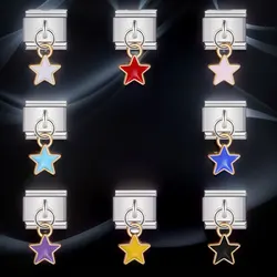 Fashion DIY Italian Pendant Charm Bracelet for Women Stainless Steel 9mm with Colorful Star Charms Jewelry Party Gift Wholesale
