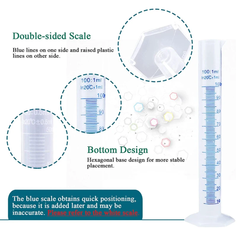 1/3pcs 10ml-1000ml Transparent Measuring Plastic Graduated Cylinder Plastic  Trial Test Liquid Tube Lab Tool