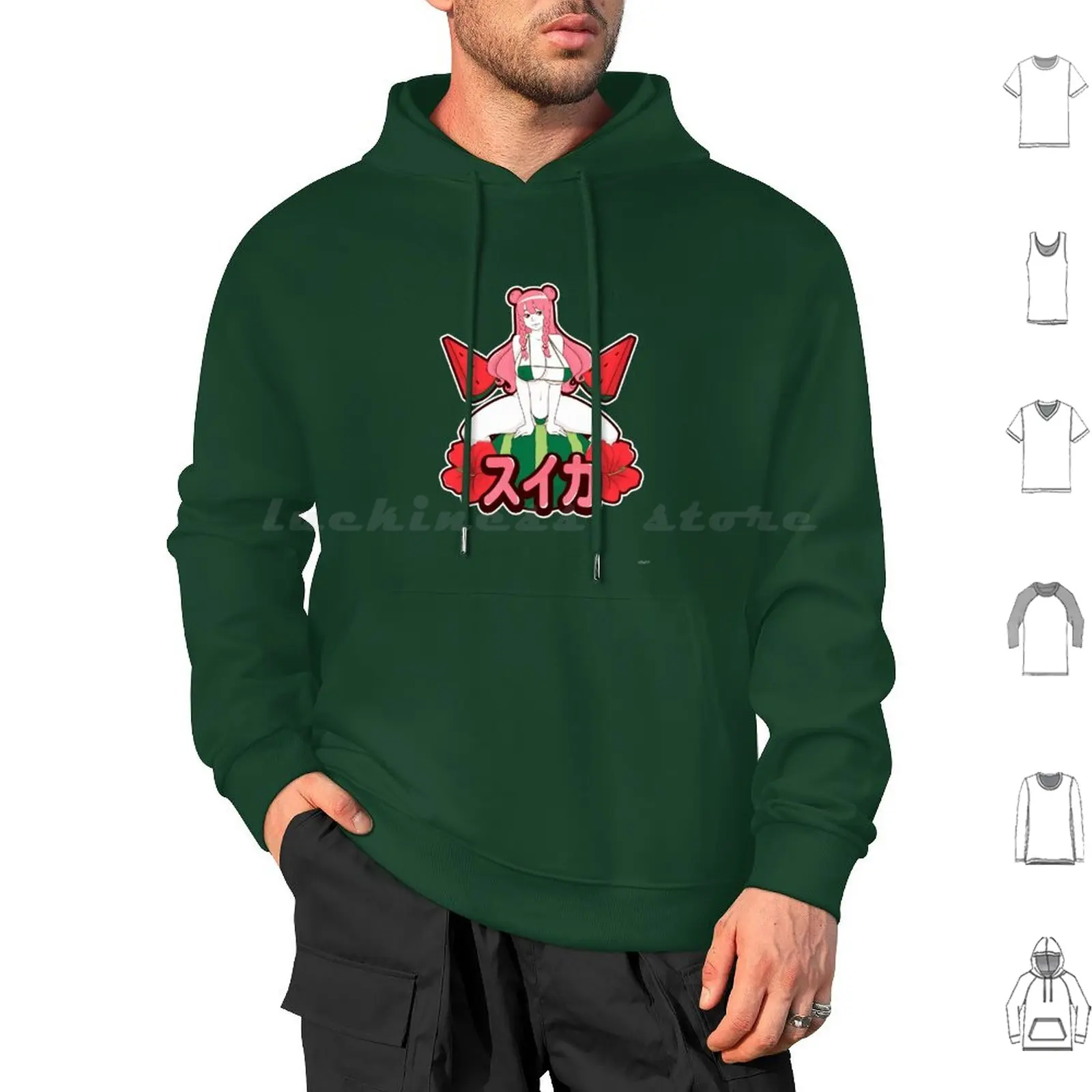 Watermelon Girl Hoodie cotton Long Sleeve Watermelon Nsfw Waifu Pink Hair Food Watermelon Girl Anime Girl Anime Girl Waifu