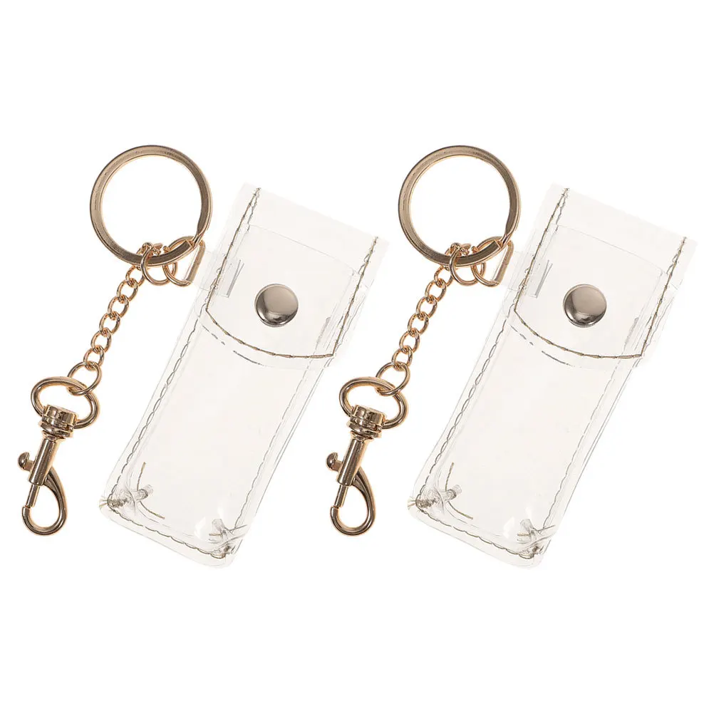 

2Pcs Keychain Lipstick Case Transparent Lip Balm Holder Handbag Pendant Lipstick Protector Clear Keychain Pouch