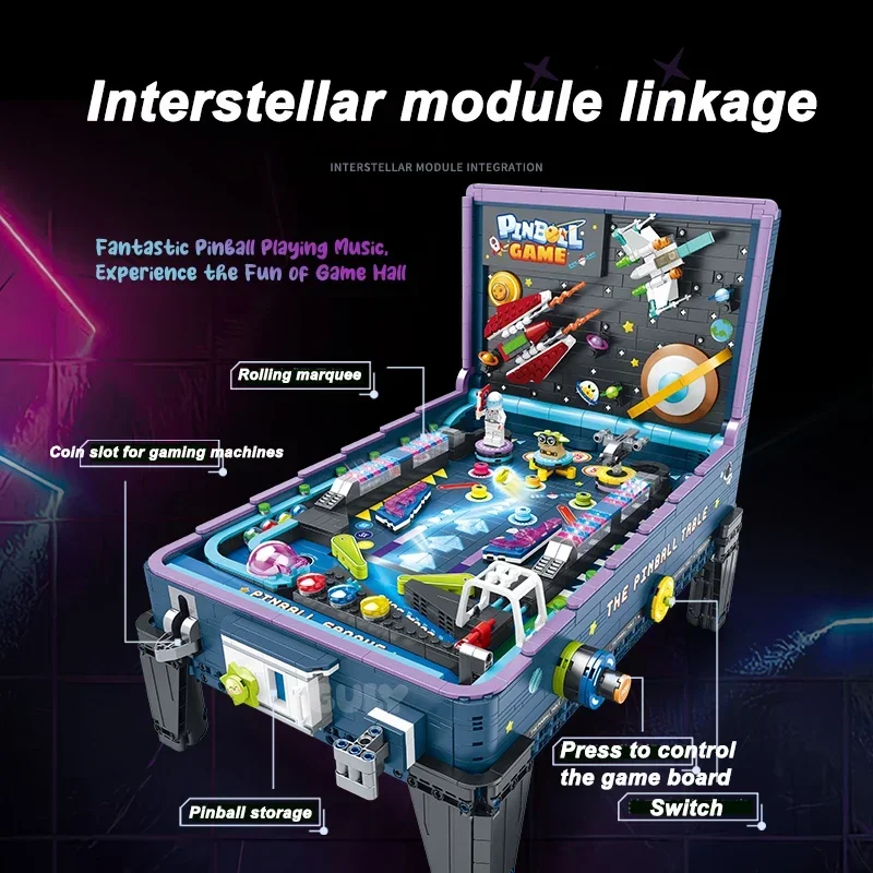 2309PCS Creative 3D Pinball Game Go Building Blocks With LED Light Music Arcade Games Assemble Bricks Toy Gift For Adult Kid Boy