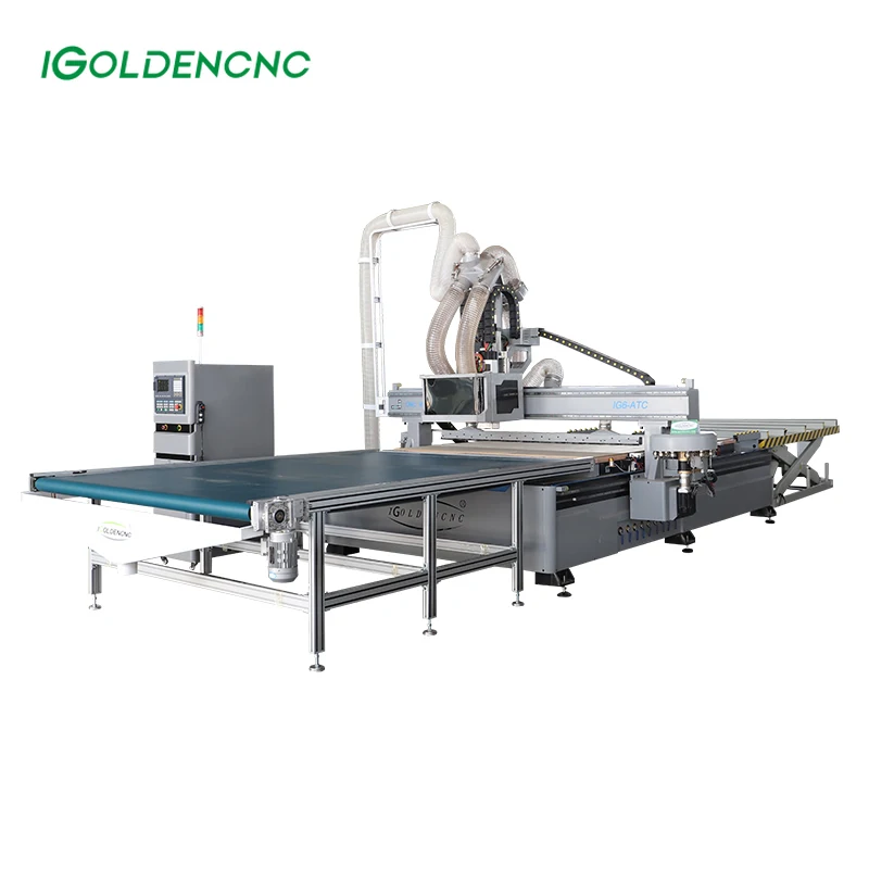 ATC Auto Loading And Unloading Nesting Cnc Router Machine For Wood Furniture Production