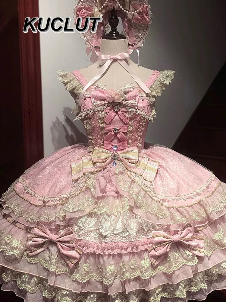 Vestido de baile lolita vestido femme verão moda elegante curto doce e bonito curto jsk suspender vestidos para mulher 2025 novo