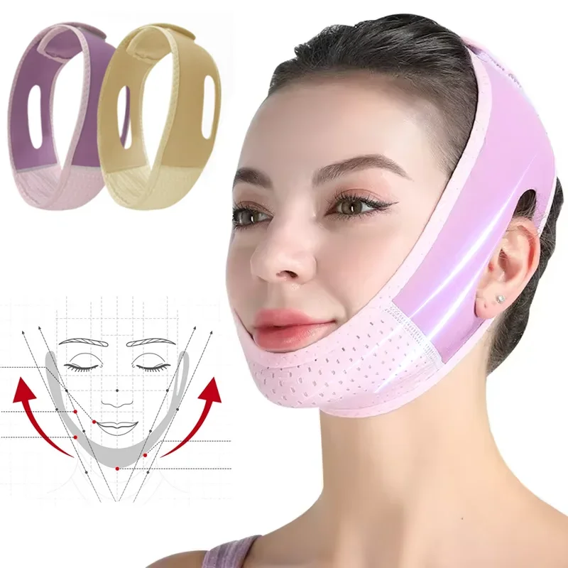 1 pçs máscara de bandagem em forma de v para aperto facial máscara de mordida de queixo duplo faixa de dormir reutilizável em forma de v levantamento ferramenta de beleza facial