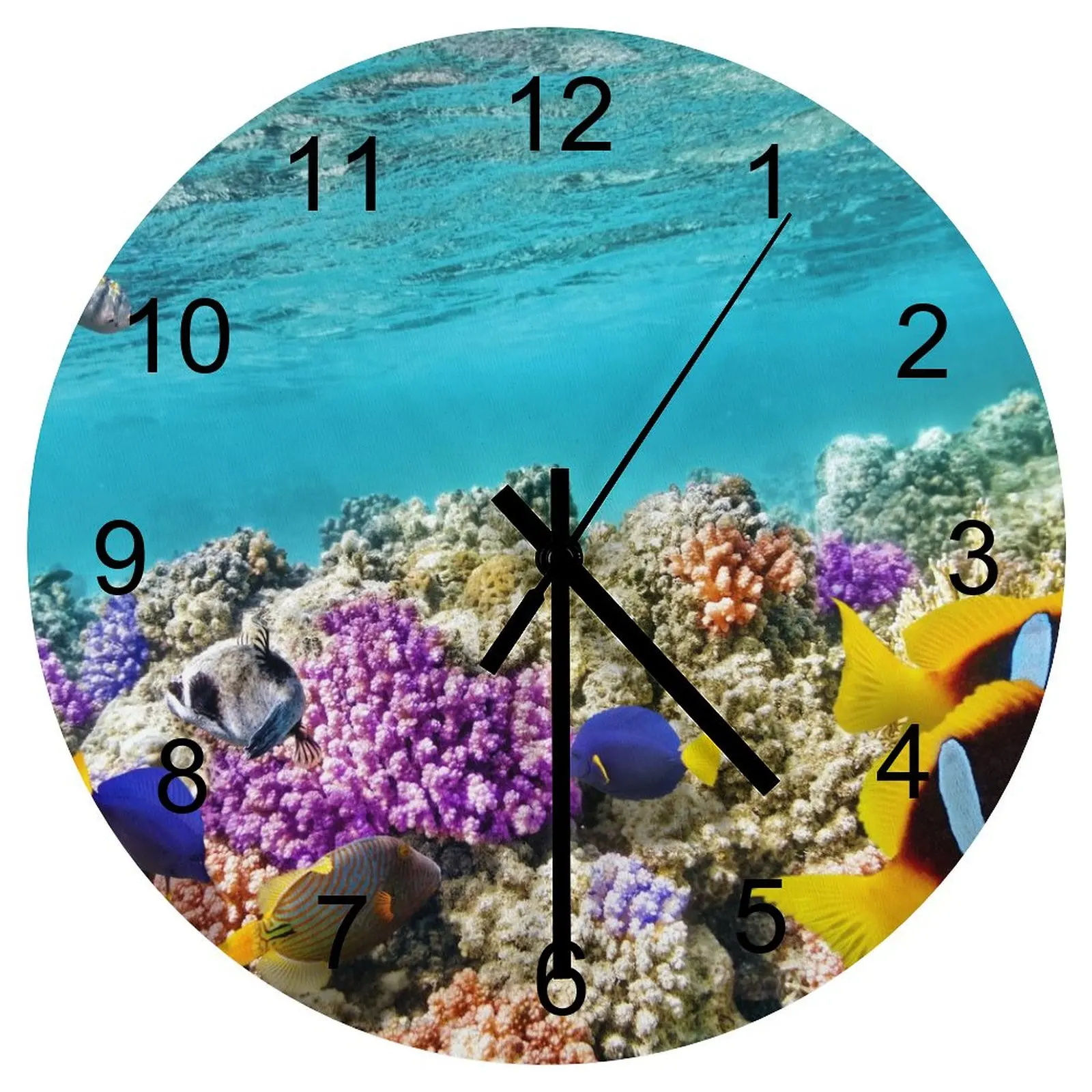 

Hallway Wall Clock Magnificent underwater world Clocks 12 inch Silent Fashion Round Artistic Ultra Thin Retro