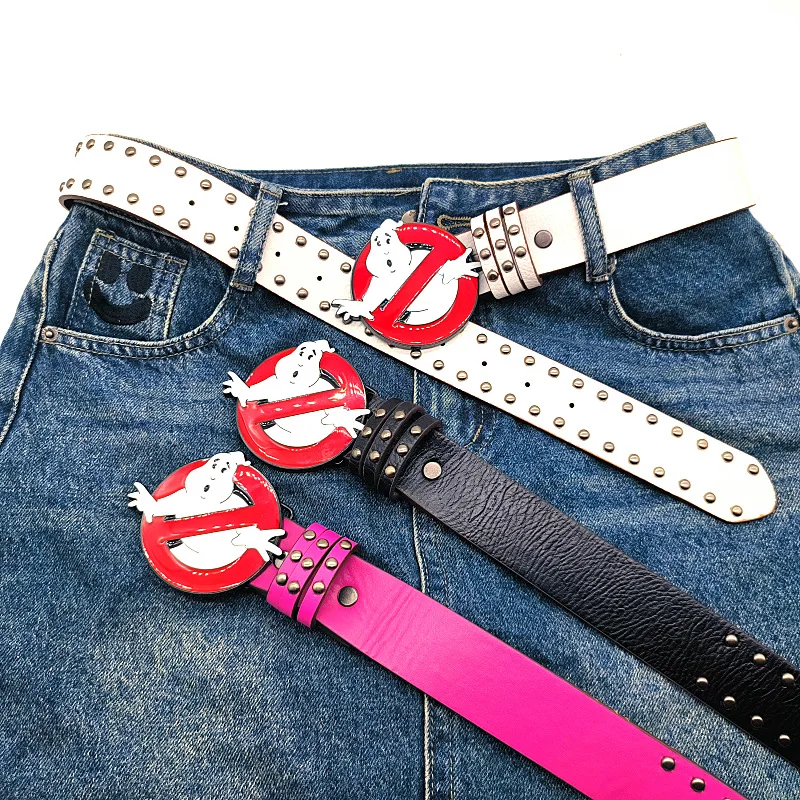 

Охотники за привидениями, персонаж Stay Puft, зефир, человек, металлический ремень Y2K для девочек, пластина с пряжкой и заклепками, декоративный ремень, праздничный подарок