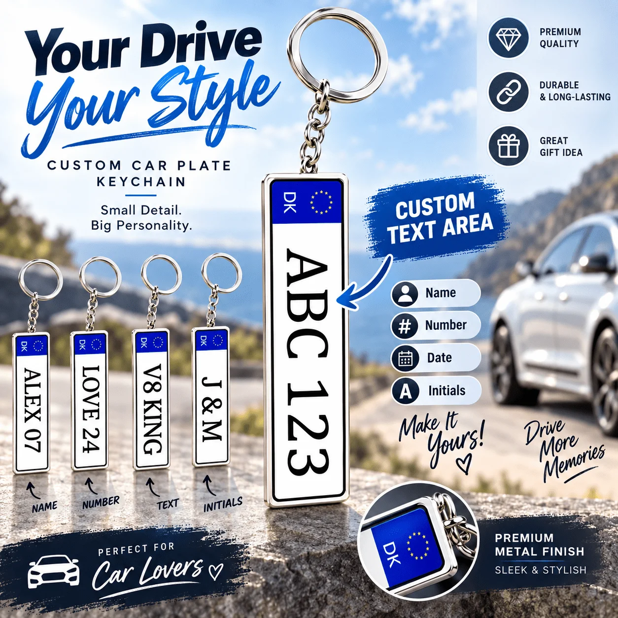 Custom Car License Plate Keychain