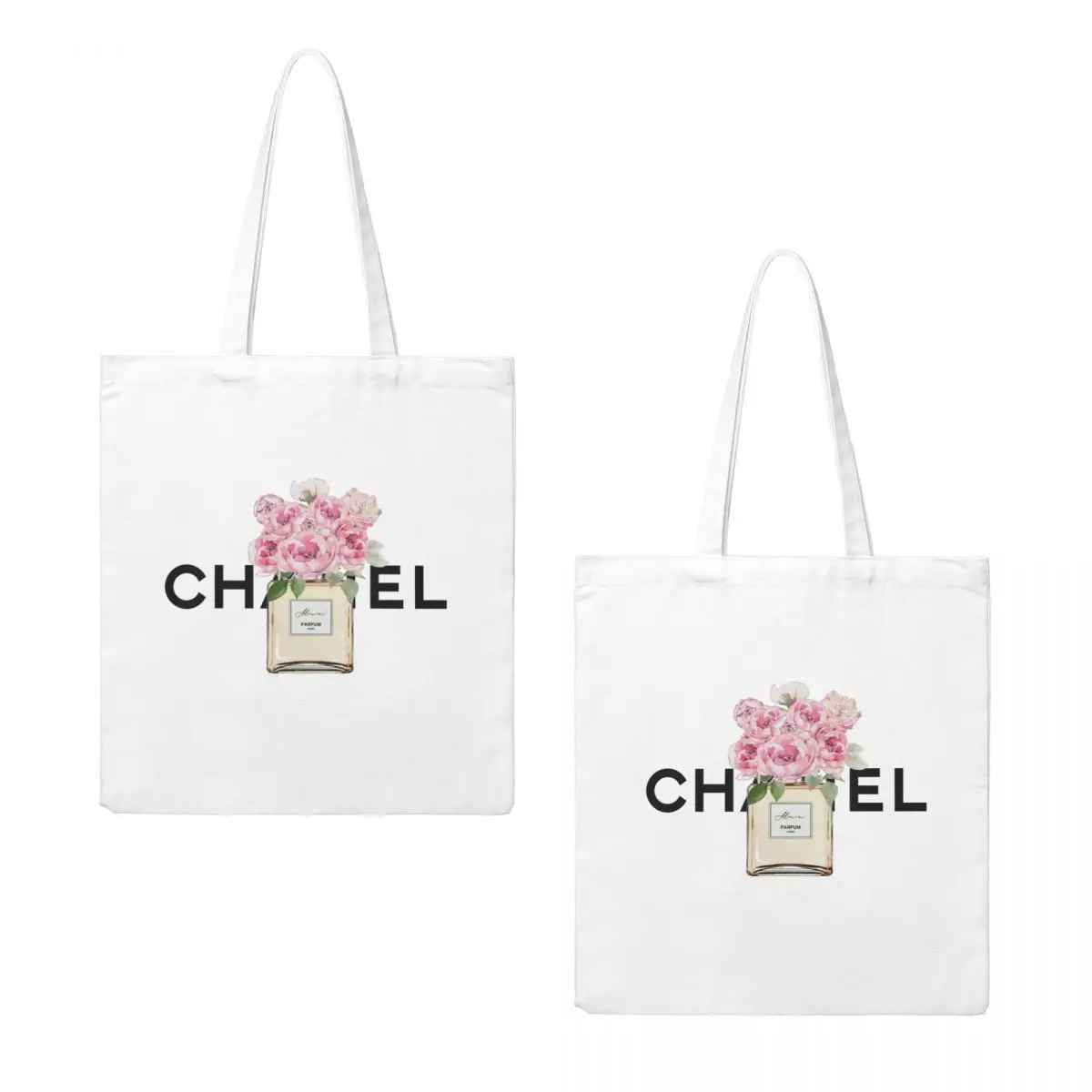 Luxury Brand Perfume Women Tote Bags Fashion Designer Letter Flower Print Handbag Canvas Shopping Bag