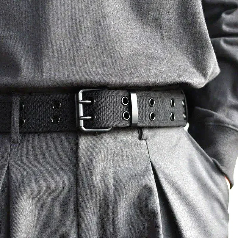 

Business Canvas Men's Versatile Fashion Double Needle Buckle Belt Slim Fit Simple Jeans Outdoor Tactical Belt