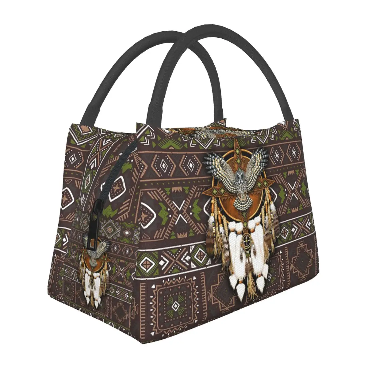 Native Mandala Owl American Lunch Bags Insulated Bento Box Resuable Lunch Tote Picnic Bags Thermal Bag for Woman Girl Travel