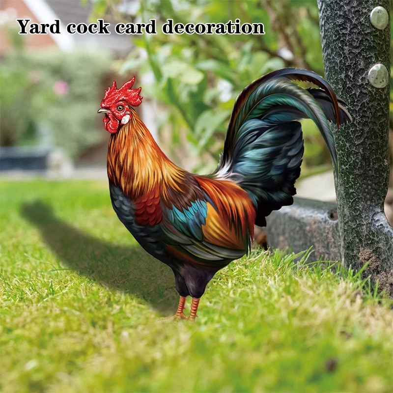 Garden Rooster Statue Chicken Sculpture For Yard Decor Weatherproof Hen Figurine For Patio Backyard Home Outdoor Decoration