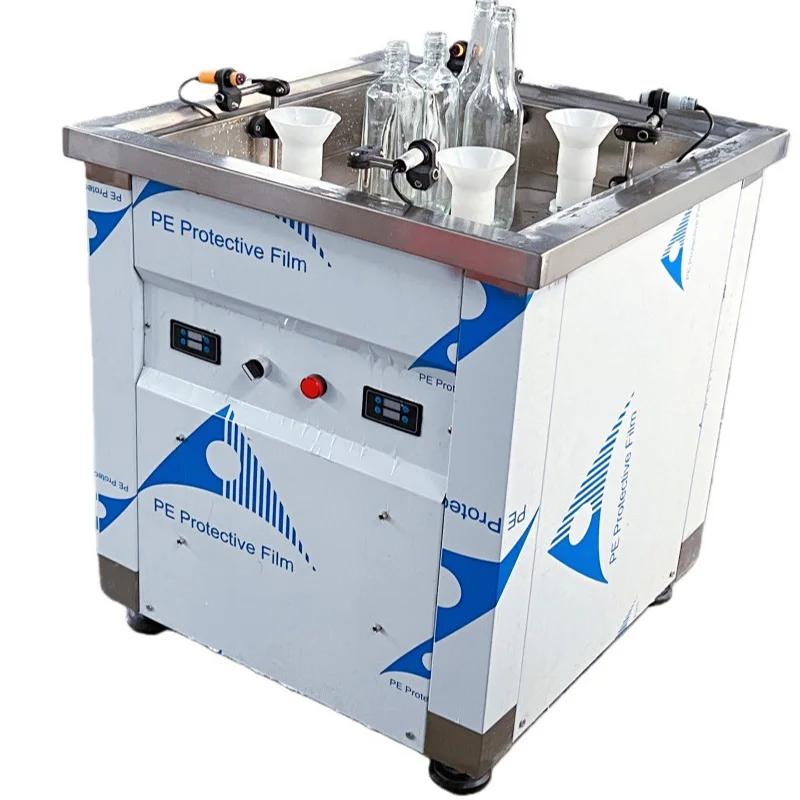 * / * Commercial Semi-Auto Bottle Washer 4 Head Washer Bottle Rinser Steel Washing Machine for Food Industry