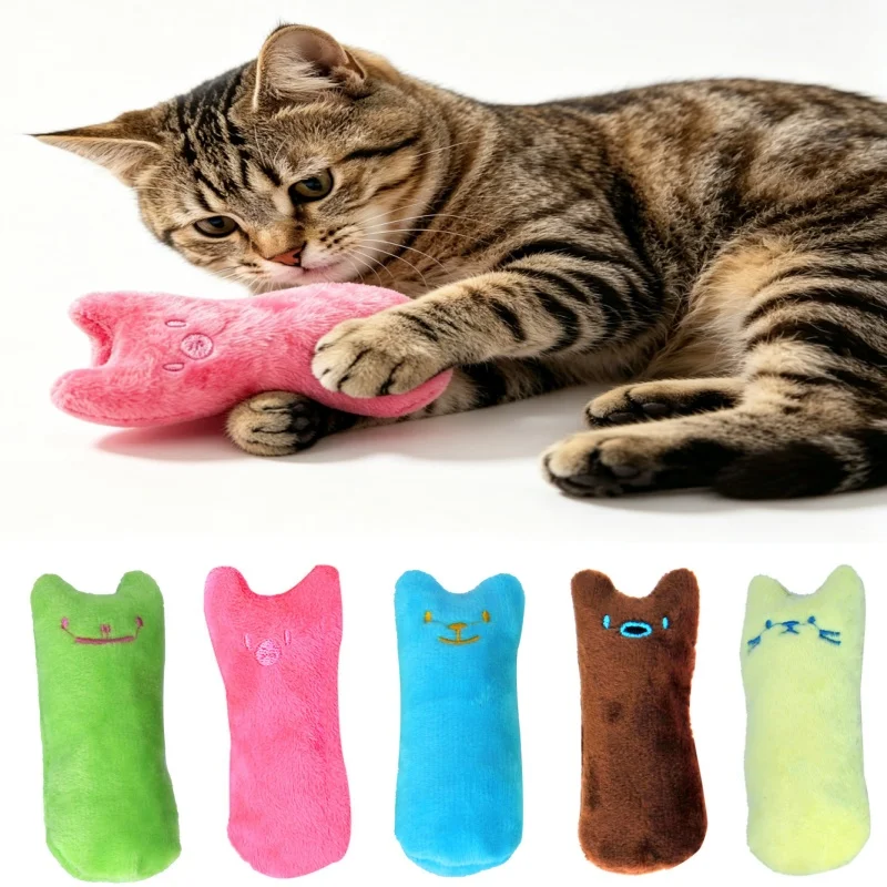 Catnip Cat Toy Interactive Plush Funny Kitten Chewing Vocal Squeaky Teeth Grinding Teeth Cleaning Toy for Cats Pets Indoor Play