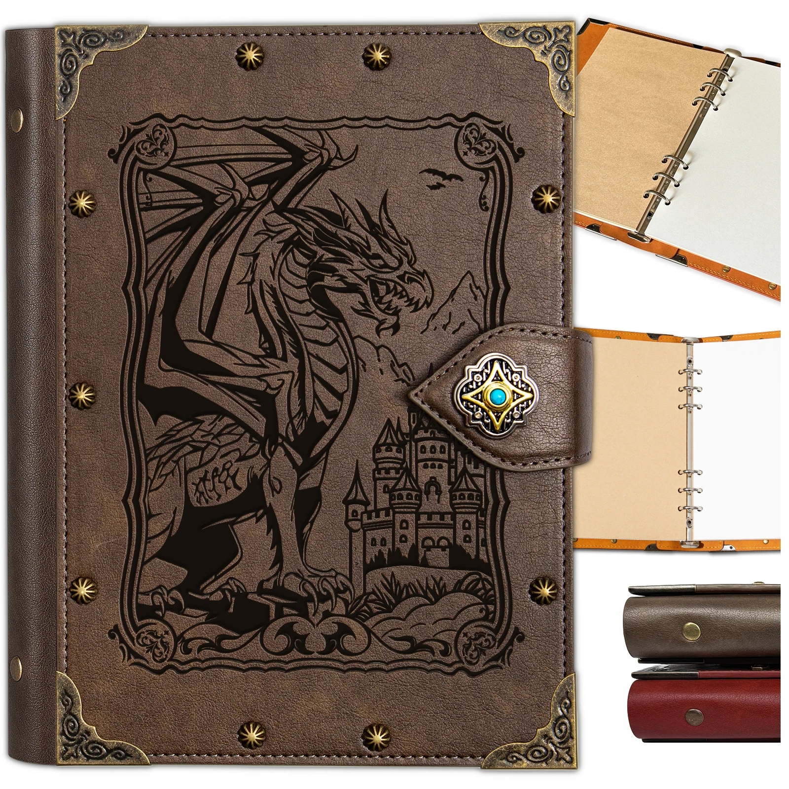 DND Embossed Leather Dragon Notebook for Players DND A5 Travel Journal Dungeons and Dungeons D&D Gifts