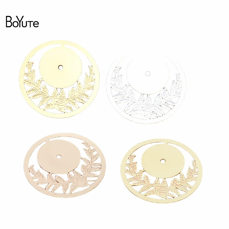 

BoYuTe (20 Pieces/Lot) 35MM Metal Brass Round Shaped Flower Plate Diy Jewelry Accessories Handmade Materials