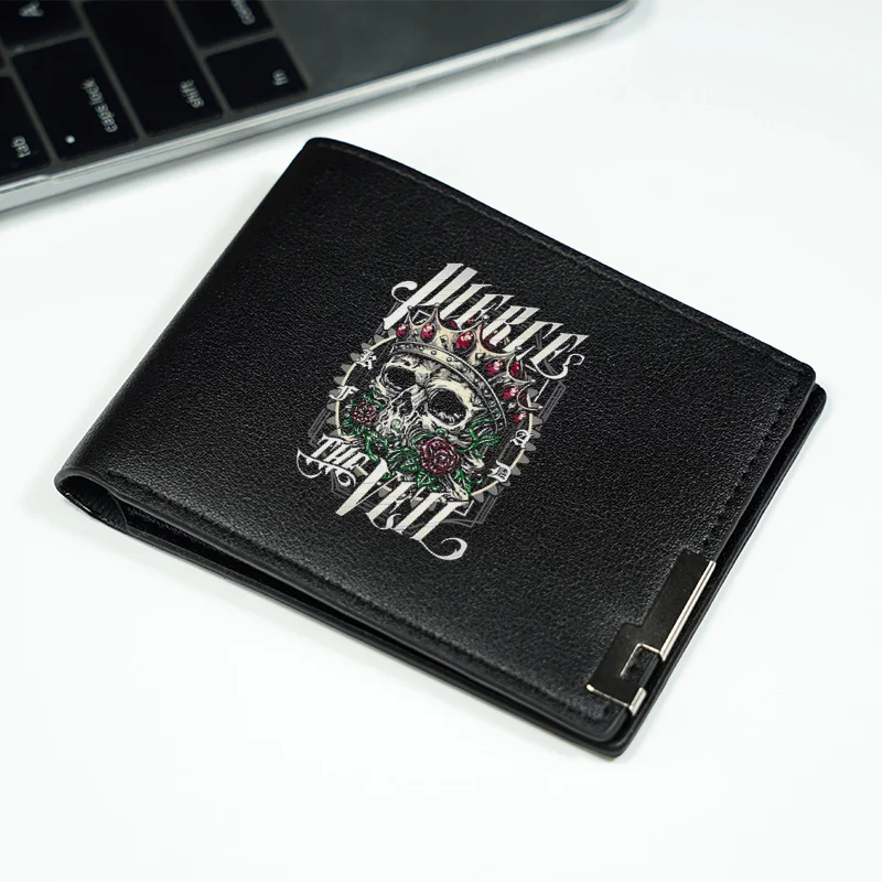 HORSE THE VICE 해골 크라운 디자인 PU 가죽 지갑 미니멀리스트 남성용 컴팩트 지갑 가볍고 내구성이 뛰어난 일상용 액세서리
