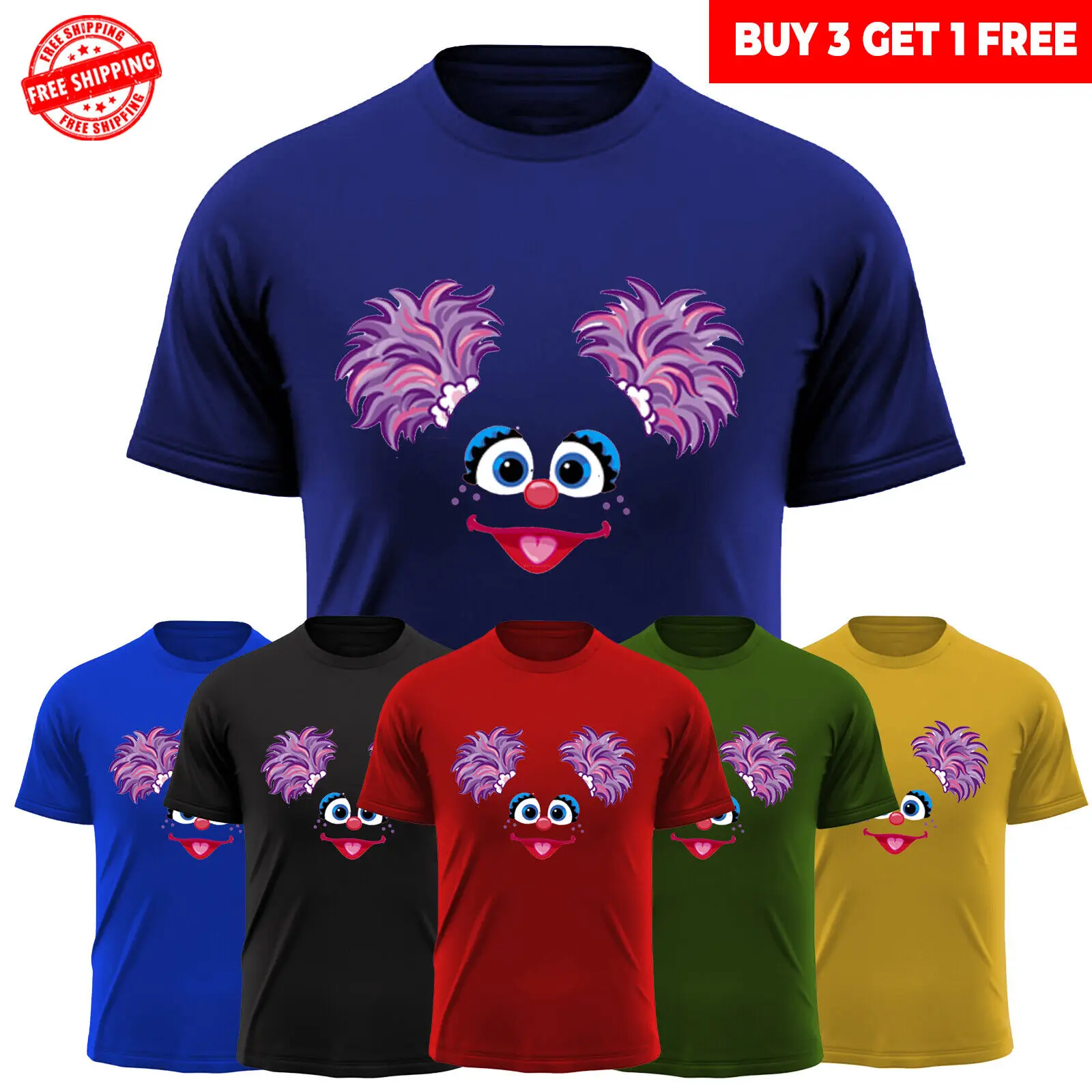 

Characters Street Faces Cartoon Halloween T-Shirt Funny Birthday Christmas Tee