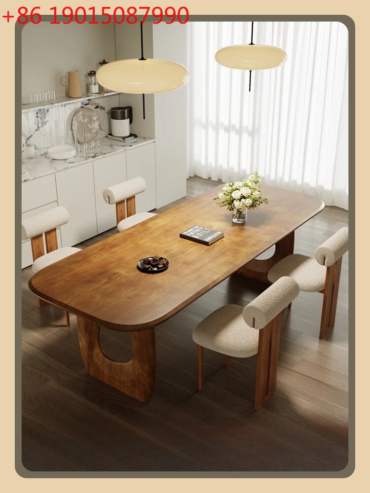 جميع طاولات الطعام الإبداعية المصنوعة من الخشب الصلب وكرسي مجموعة منضدة تناول الطعام المنزلية وكتاب الوجبات وطاولة طويلة بيضاوية متكاملة #1