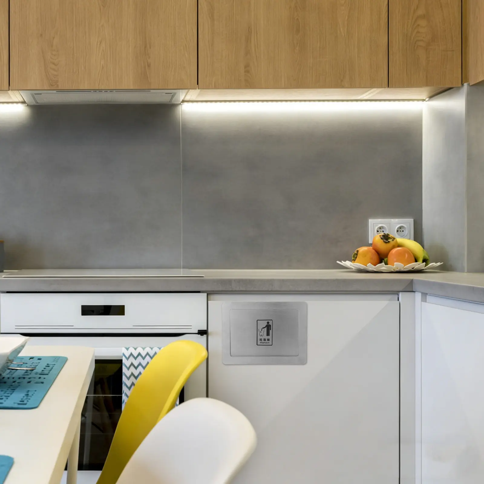 Stainless Steel Trash Chute Lid Embedded Garbage Bin Cover Side Mounted Swing Flap Built-in Recessed Waste Disposal Kitchen