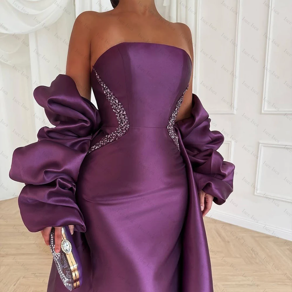보라색 이브닝 드레스 새틴 디너 가운 A라인 여성용 이브닝 드레스 특별한 날을 위한 맞춤형 정장 드레스