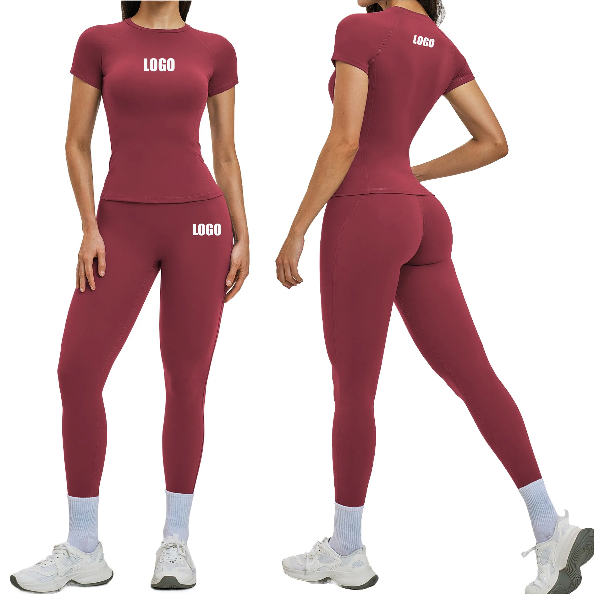 

Новый комплект для йоги и пилатеса: укороченные брюки и футболка с коротким рукавом, с возможностью нанесения логотипа, для спорта и отдыха на открытом воздухе