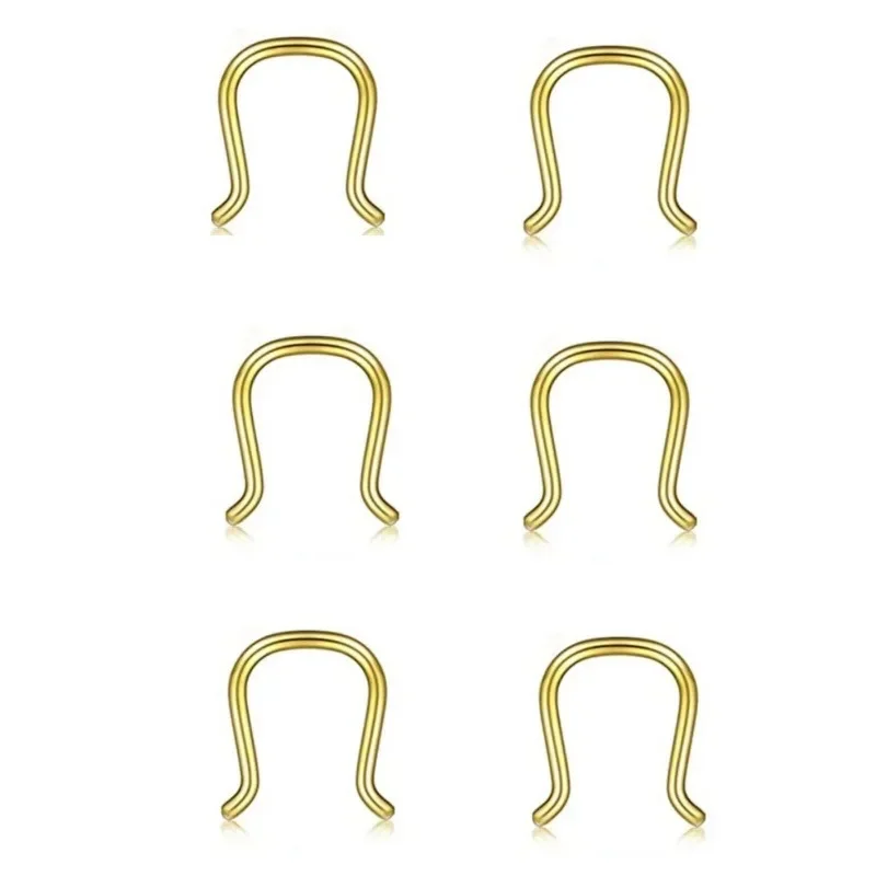 6 piezas de 18G y 8 mm, de acero inoxidable, con forma de U y con enganche para el septum nasal, anillo para el septum nasal, joyería para perforaciones.